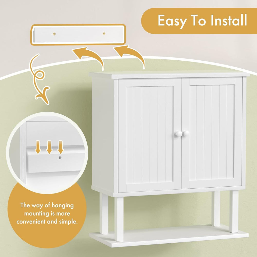 AmazerBath Bathroom Wall Cabinets, Bamboo Over The Toilet Storage Cabinet wit...