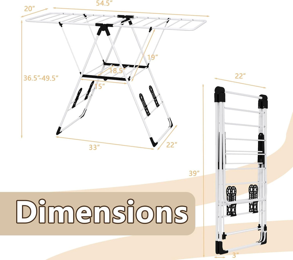 Tangkula Clothes Drying Rack, Collapsible Laundry Rack with Hanging Rods, Sho...