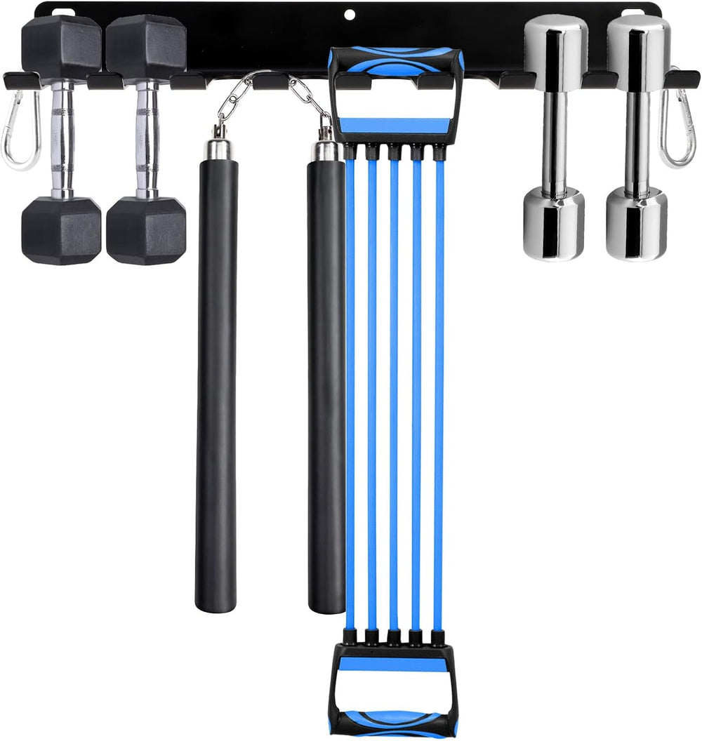 Tebery 9 Hook Home Gym Storage Rack Wall Mount, Fitness Equipment Organizer, ...