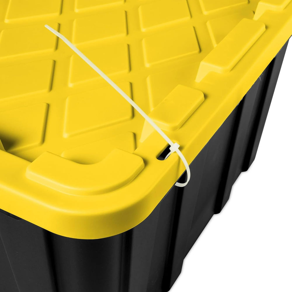 Plastic Storage Tote, Large 27 Gallon, Black and Yellow, 6 Pack