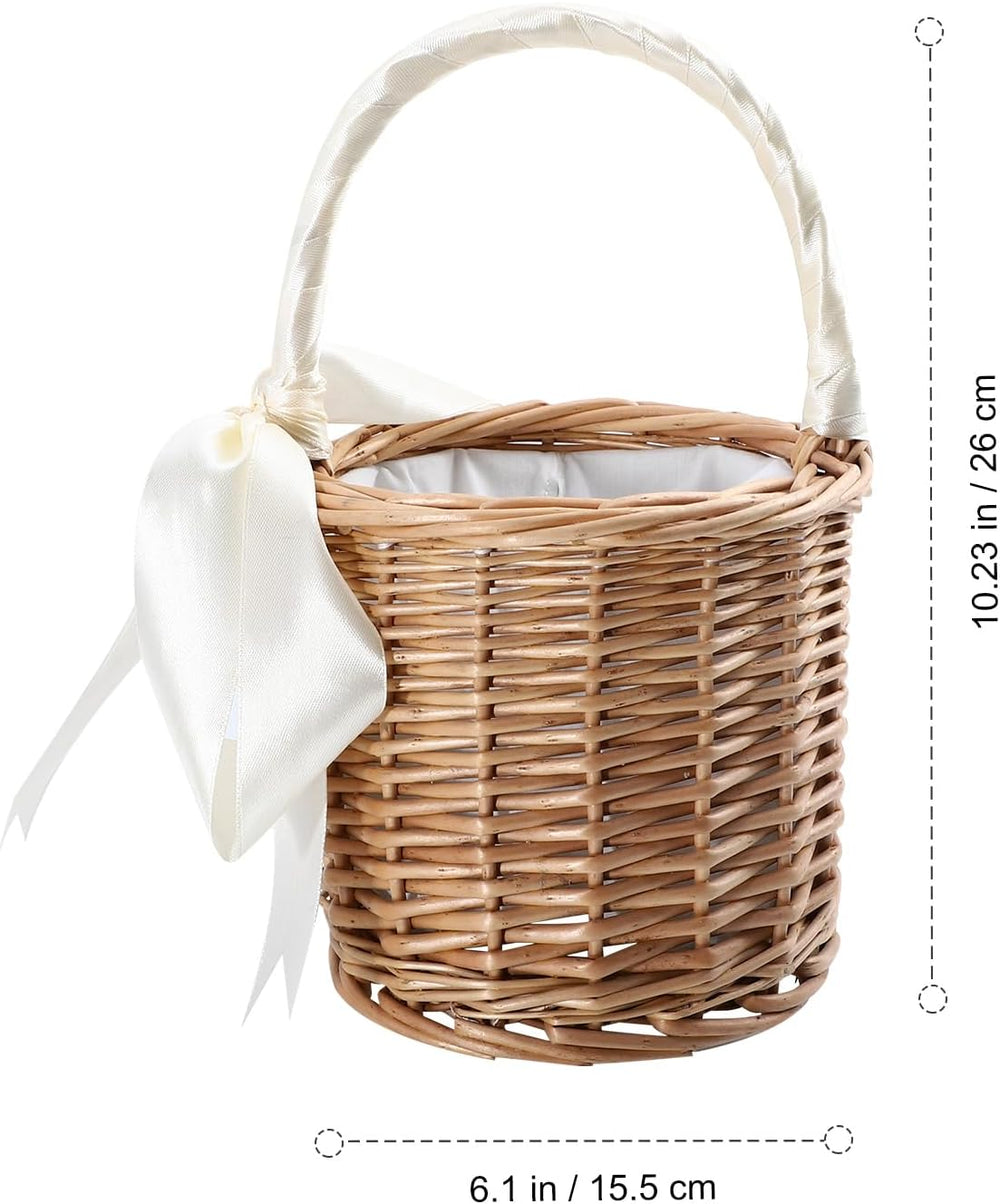 Angoily Handwoven Wicker Wine Basket with Liner Portable Picnic Basket Woven ...