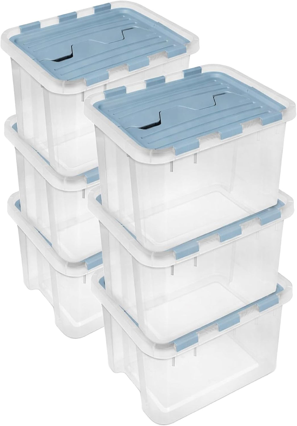 Sterilite Hinged Lid Storage Box, Plastic Container, 30 Quart, 6-Pack