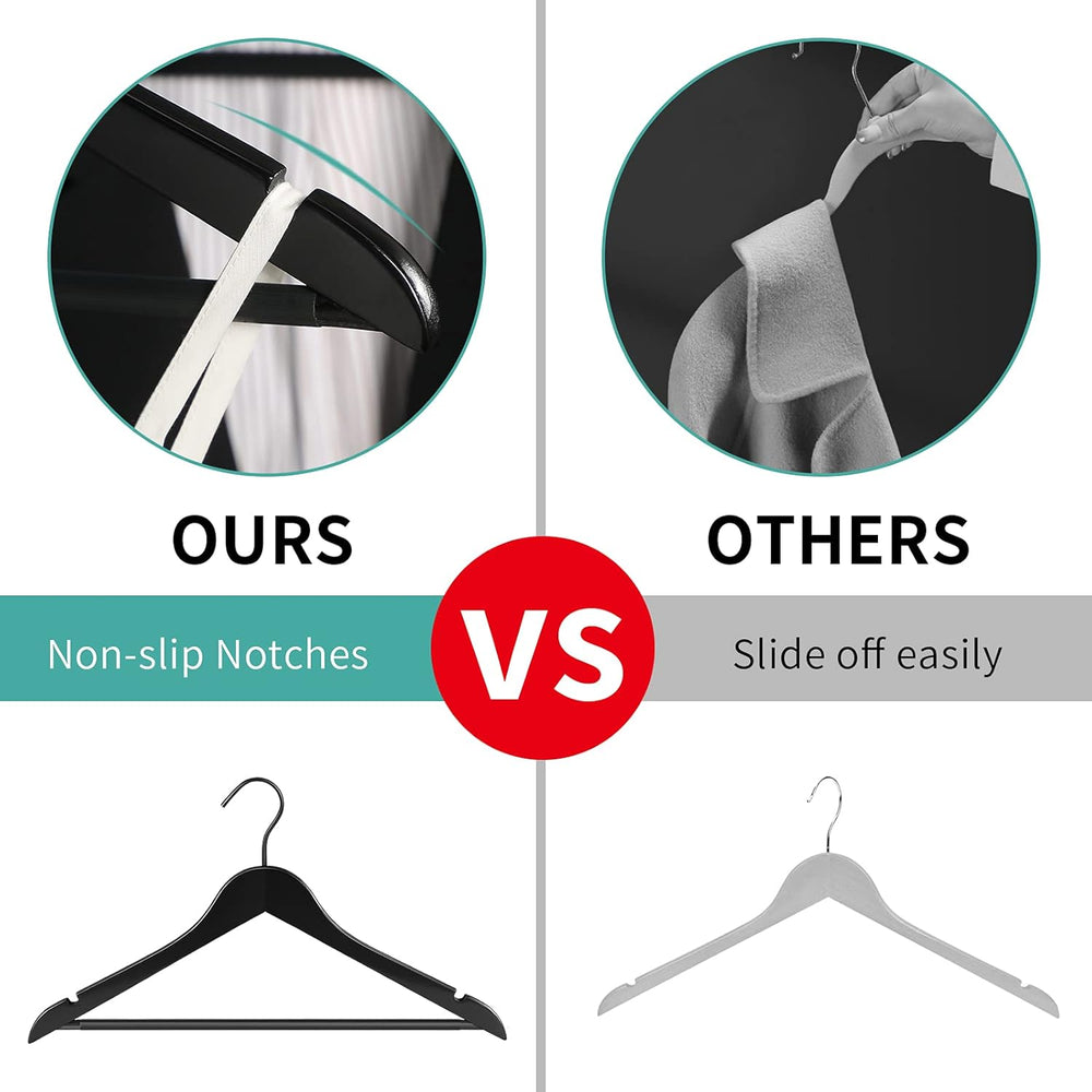 20 Pack Wooden Hangers — Premium Solid Wood Suit & Coat Hangers with Non-...