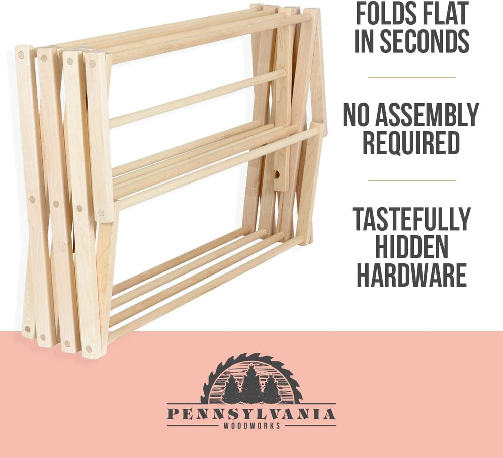 Pennsylvania Woodworks Clothes Drying Rack: Solid Maple Hardwood Laundry Rack...
