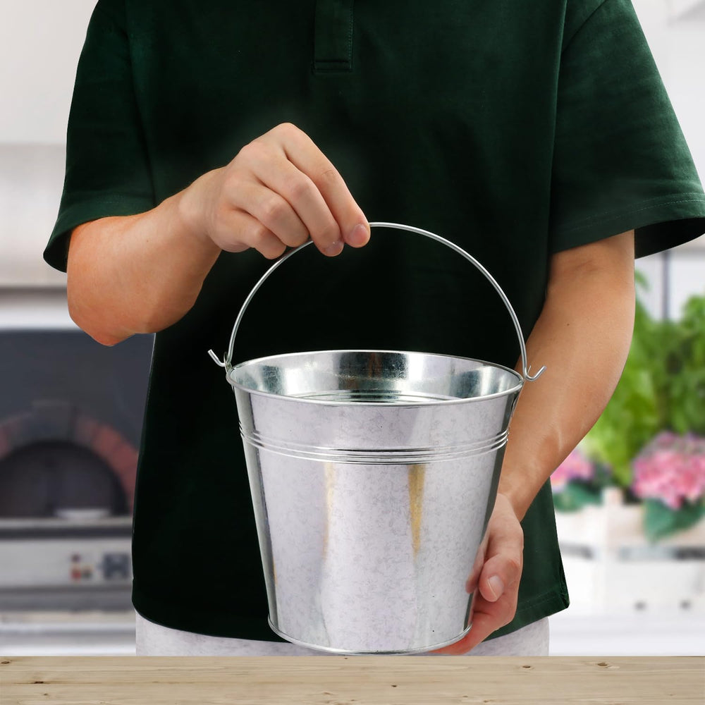15 Pack 6 Inch Galvanized Metal Buckets with Handles, Rustic Metal Ice Bucket...