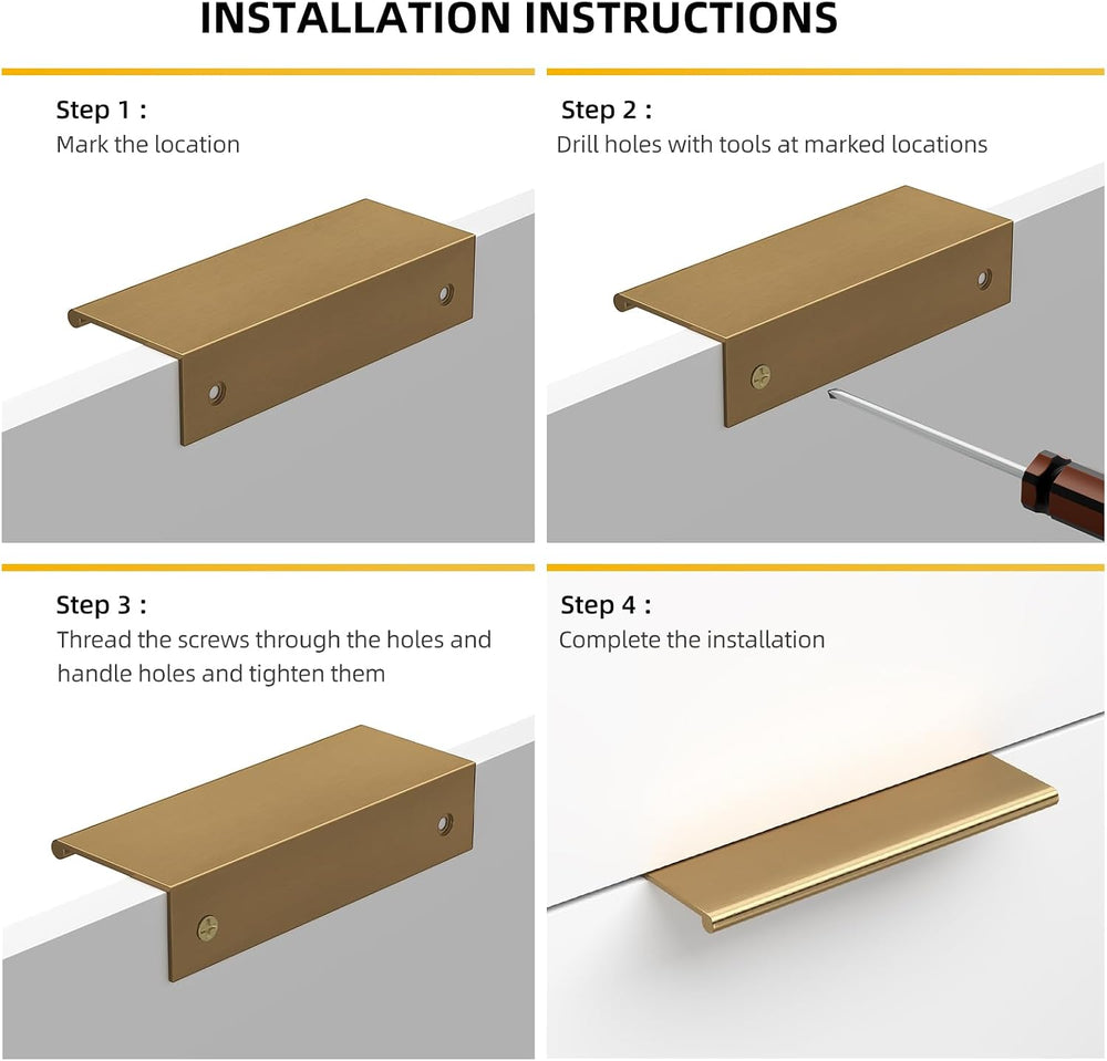 Goldenwarm 10 Pack 3in Champagne Bronze Finger Edge Pulls for Cabinet