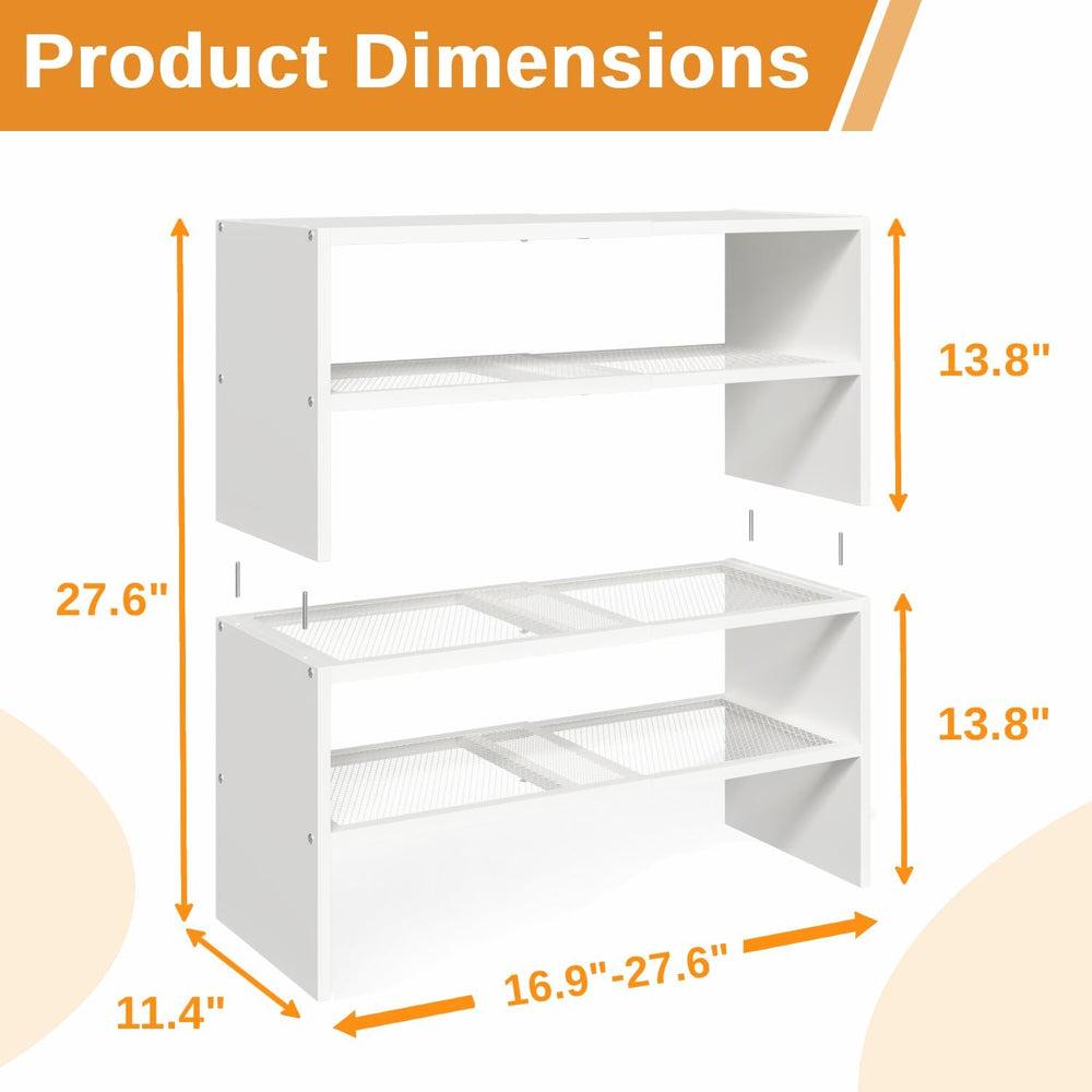 4-Tier Expandable Shoe Rack for Closet,White Shoe Organizer Shelf for Entrywa...