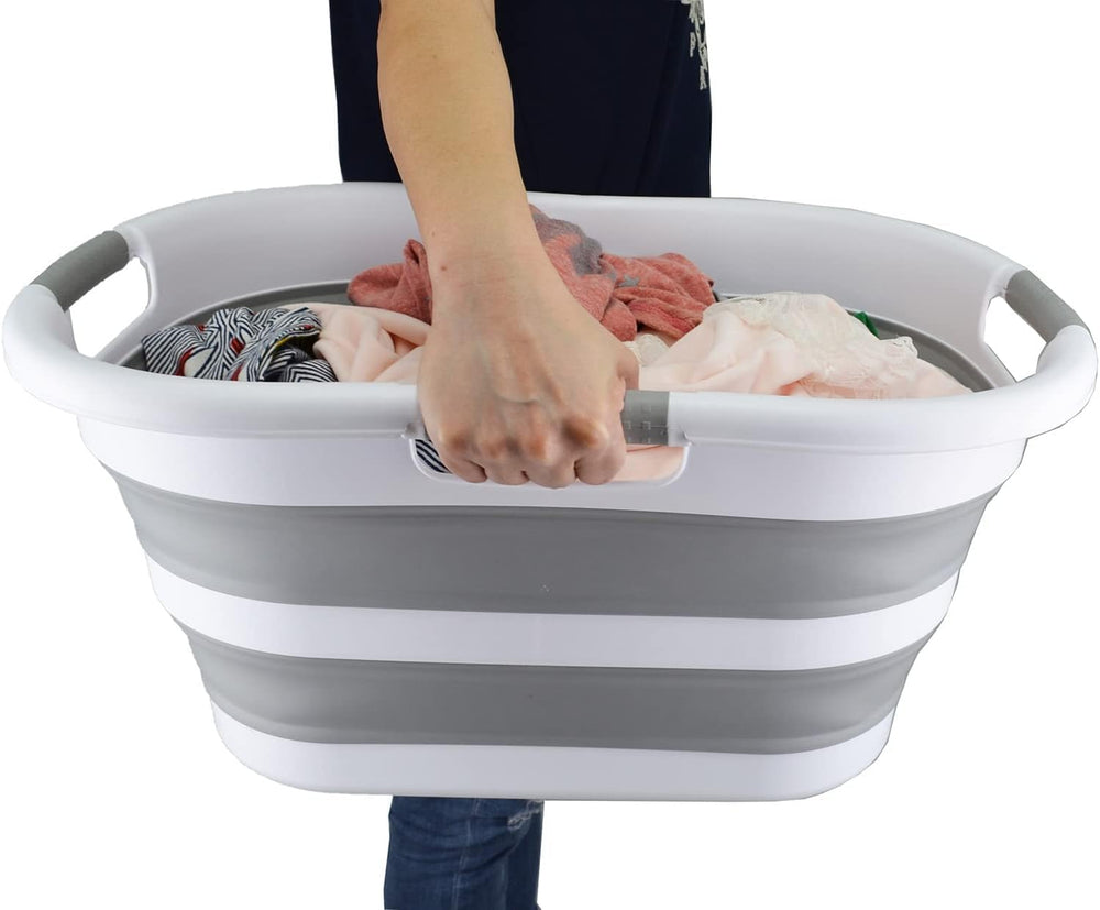 SAMMART 40L (10.5 gallon) Collapsible Plastic Laundry Basket - Foldable Pop U...