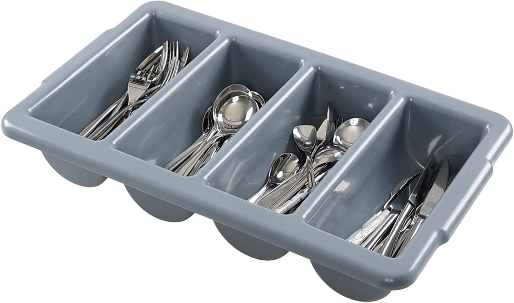 Sandmovie Commercial Plastic 4-Compartment Cutlery Bin, Gray, 4-Pack