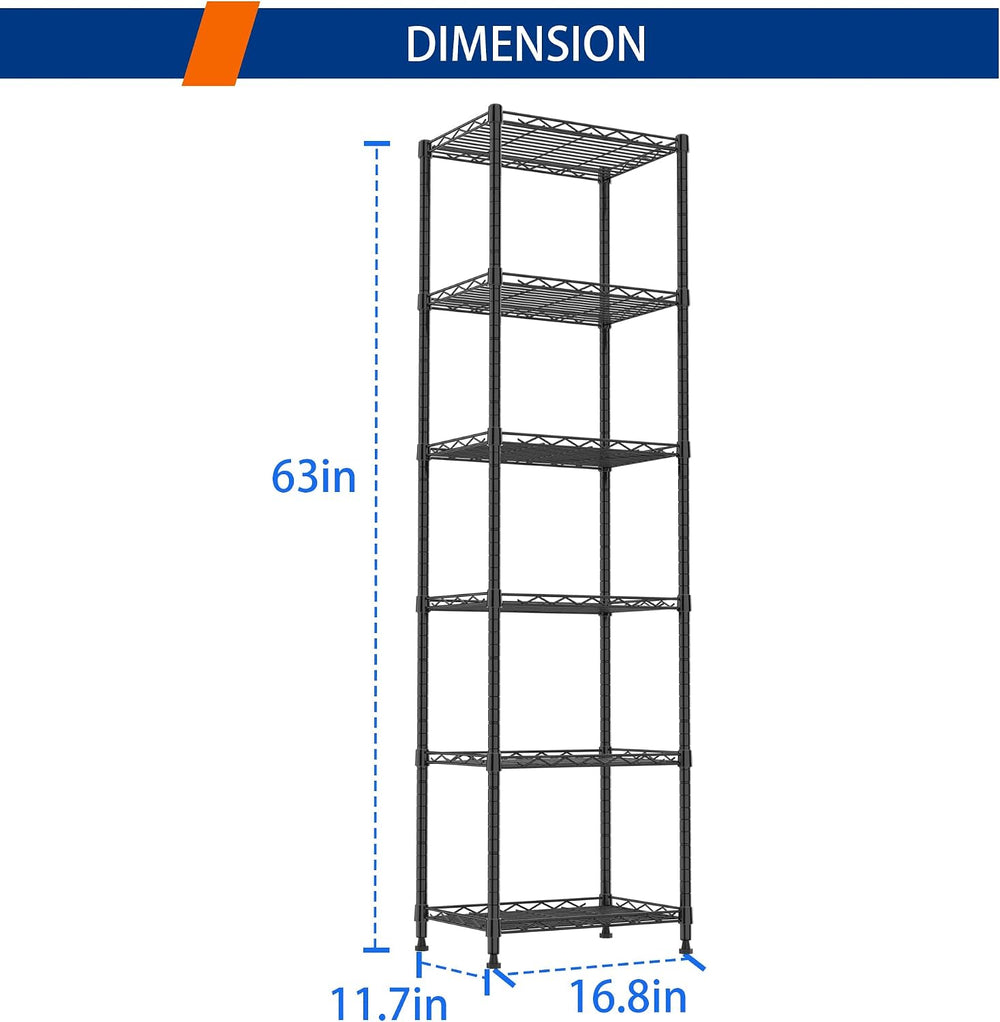 REGILLER 6 Wire Shelving Steel Storage Rack Adjustable Unit Shelves for Laund...
