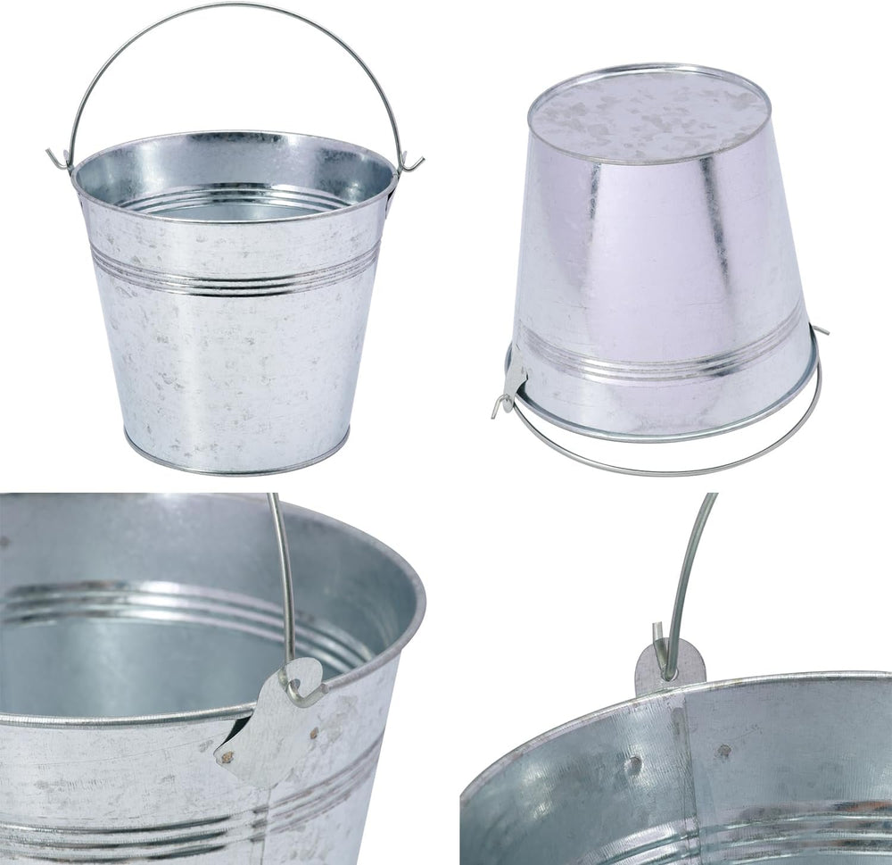 15 Pack 6 Inch Galvanized Metal Buckets with Handles, Rustic Metal Ice Bucket...