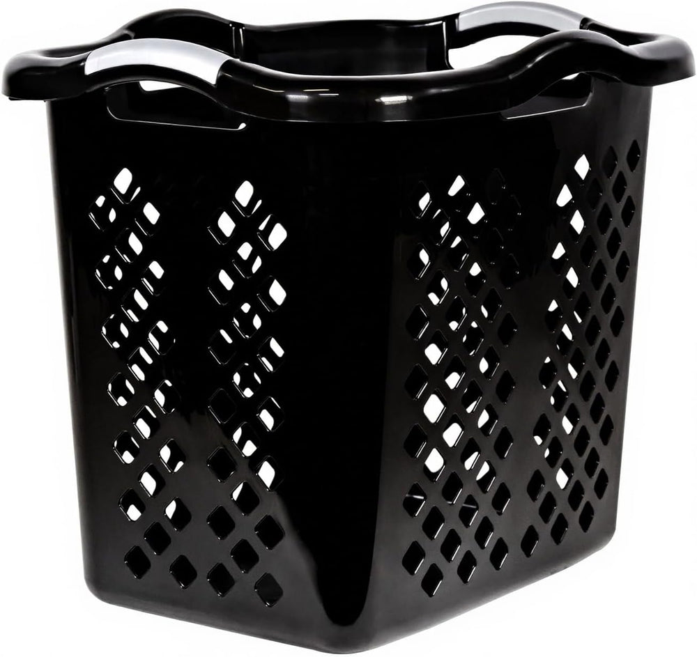 2-Pack 2 Bushel Plastic Laundry Basket, Black