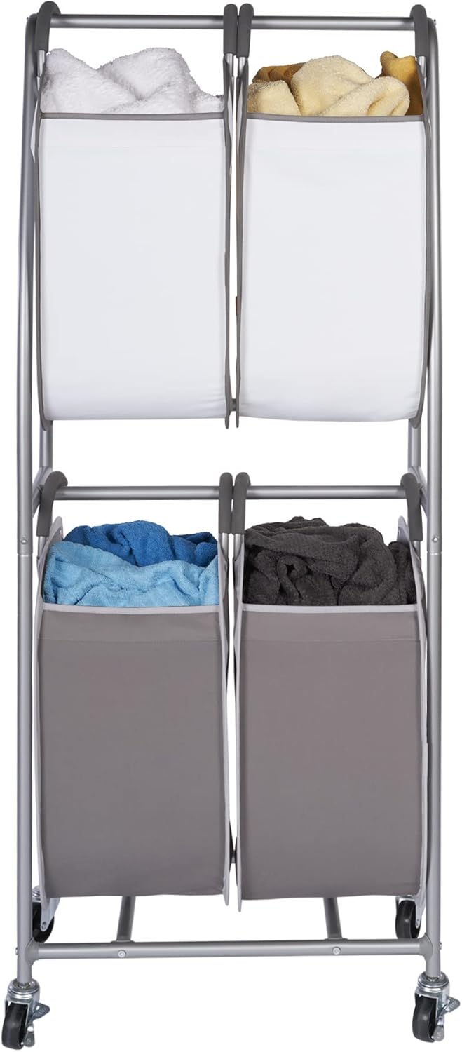 Neatfreak - 2 Tier Vertical Rolling Laundry Cart - Rolling Storage Cart On Wh...