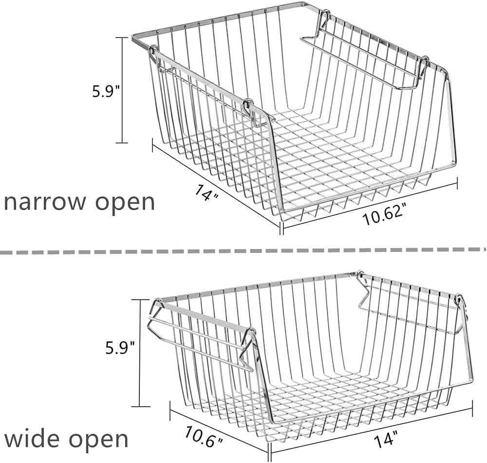 SANNO Stacking Baskets Bin Baskets Wire Storage Baskets Organization Farmhous...