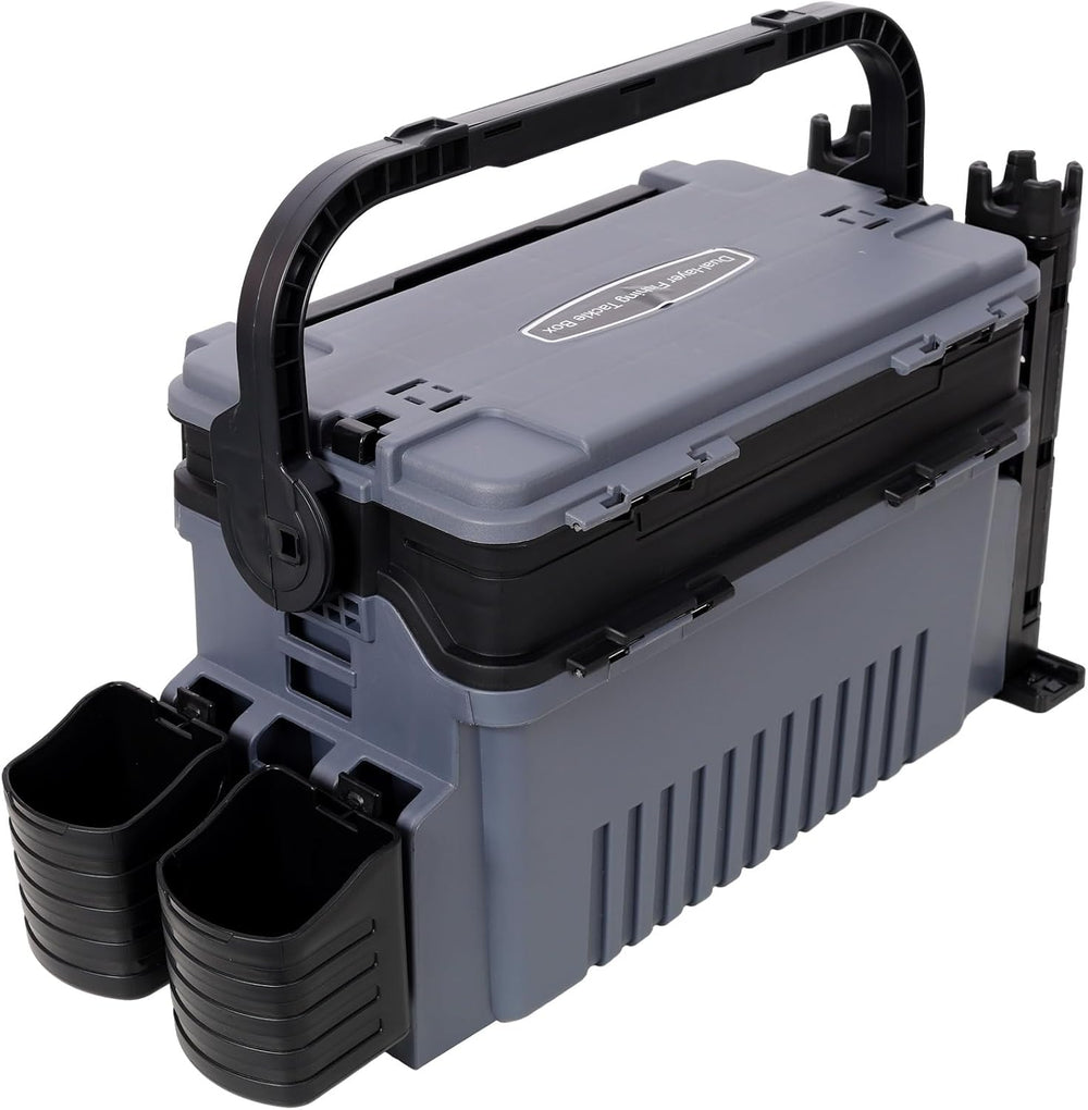 Dual-layer Fishing Tackle Box, Portable Tackle Storage Box Organizer with 2 R...