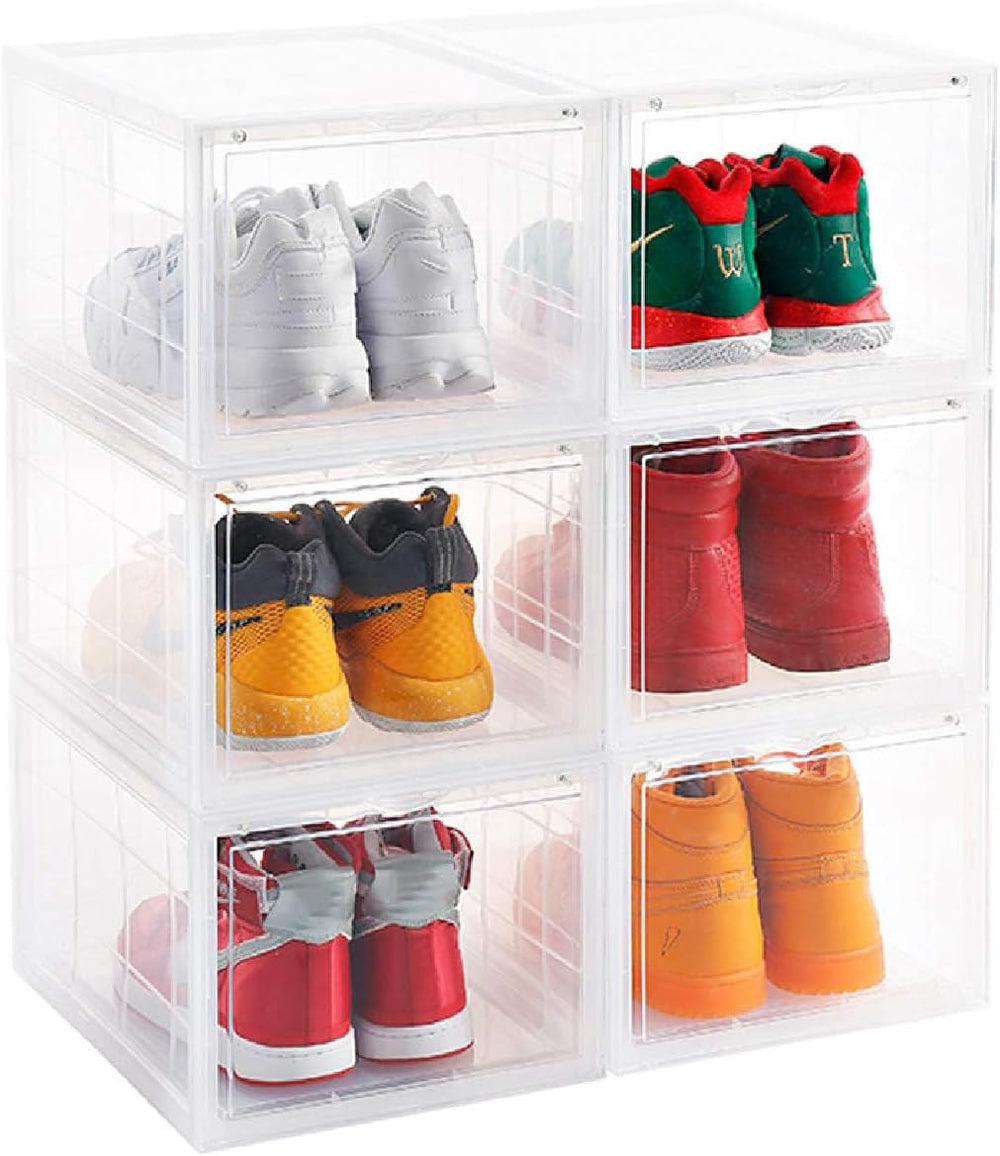 Storage Shoes Box Womens Mens Shoe Storage Display Box Plastic Foldable Stack...