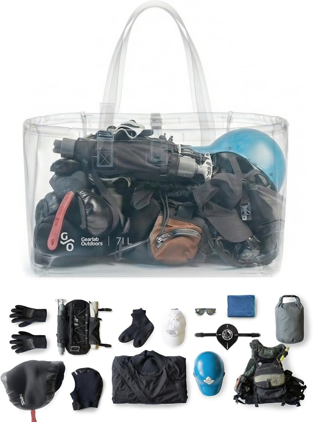 Gearlab Gear Tub - 71L Waterproof Heavy-Duty Gear Bag/Stand-Up Utility Tote f...