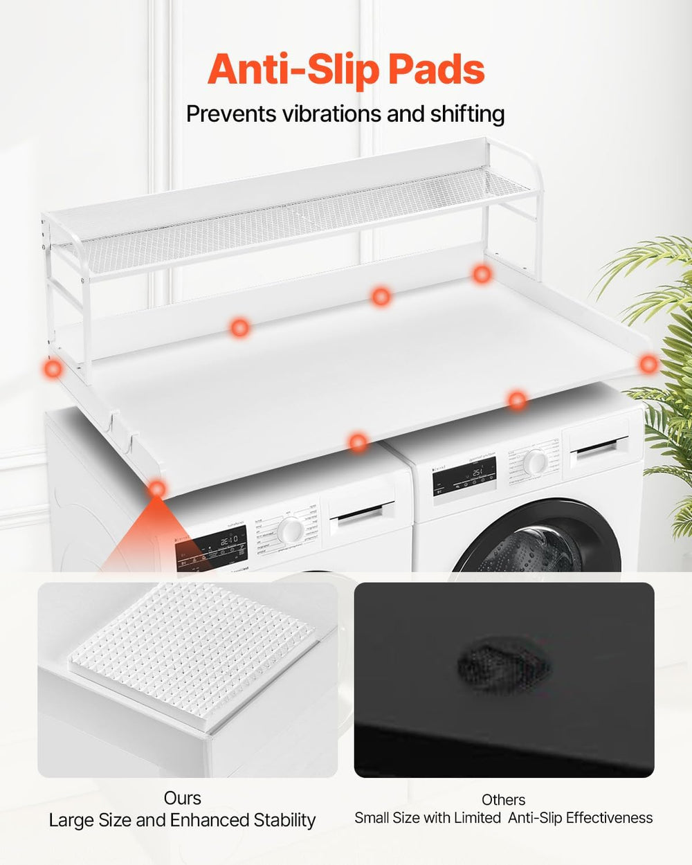 VEVOR Washer Dryer Countertop with 2-Tier Shelf, 54" x 27" Wooden W...