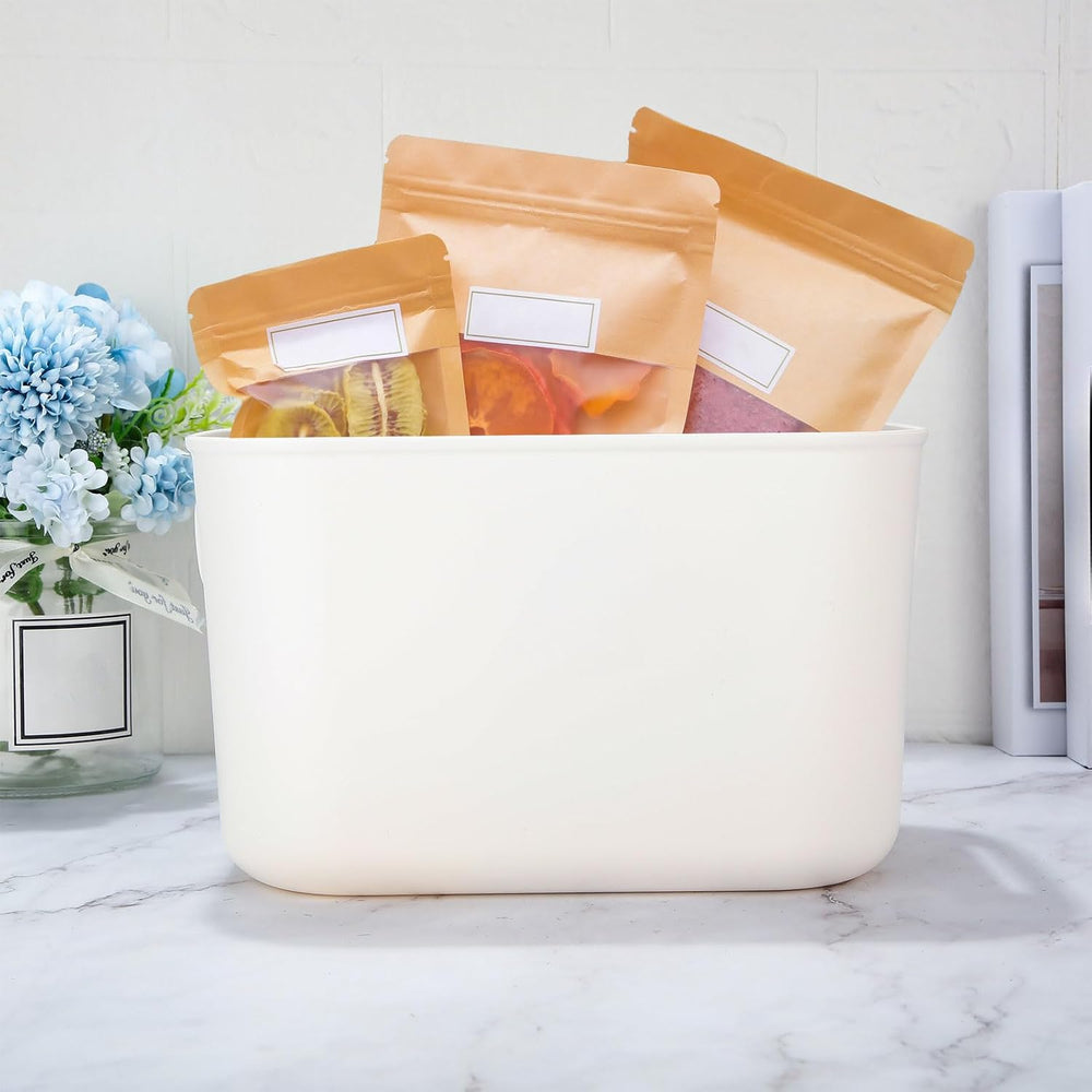 Zopeal Plastic Storage Bins 10 Pcs White Pantry Organizer Bins Small Baskets ...