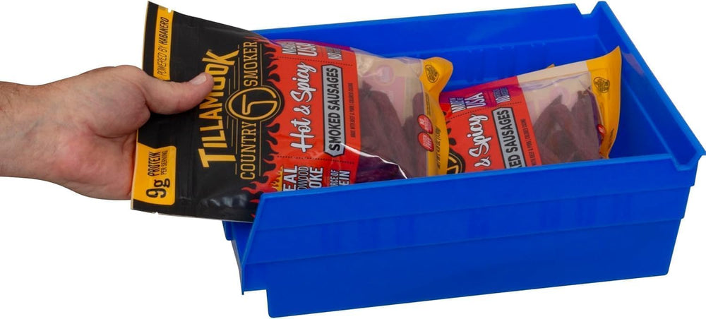 Akro-Mils 30150 Heavy Duty Plastic Shelf Bins, 12"x 8"x 4", Bl...