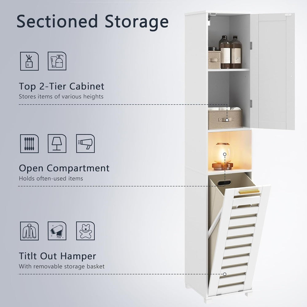 VECELO 66'' Tall Tilt Out Laundry Hamper Cabinet, Hidden Laundry Hamp...
