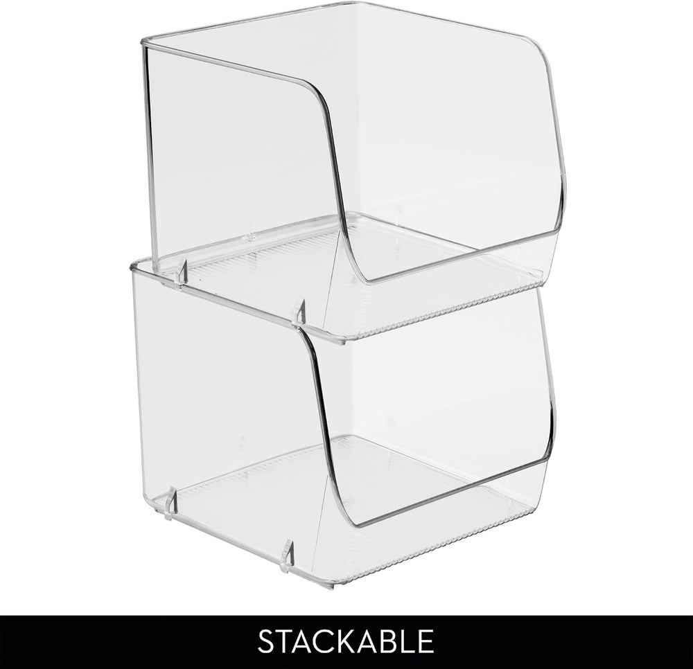 iDesign Stackable Open-Front Storage Bins, Set of 6, Clear