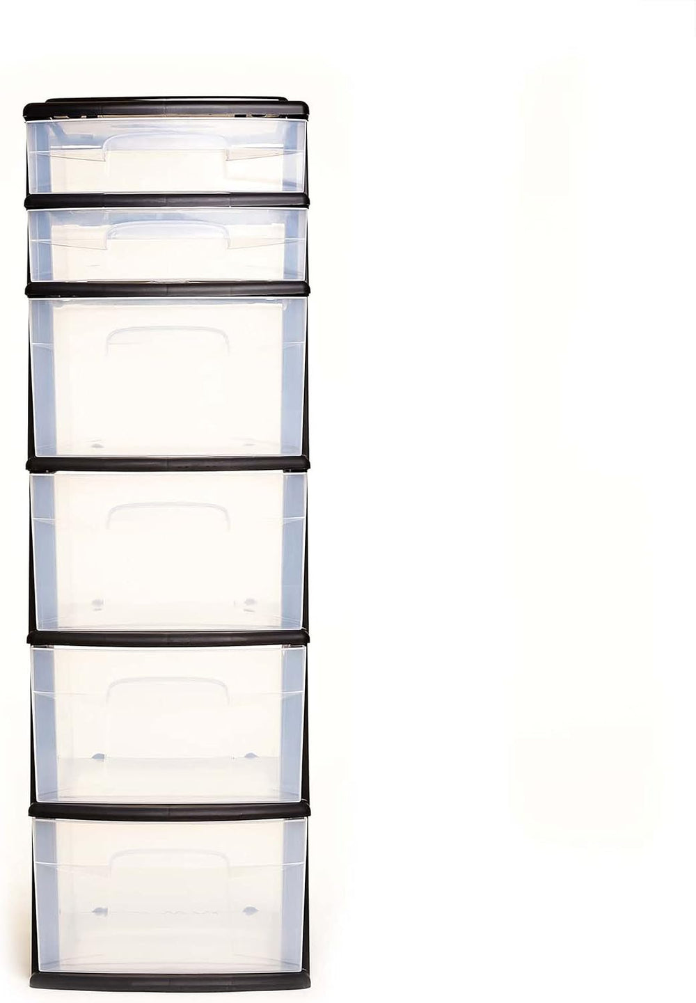 HOMZ 6 Drawer Storage Cart, Large Plastic Container, Black Frame, 2 Pack