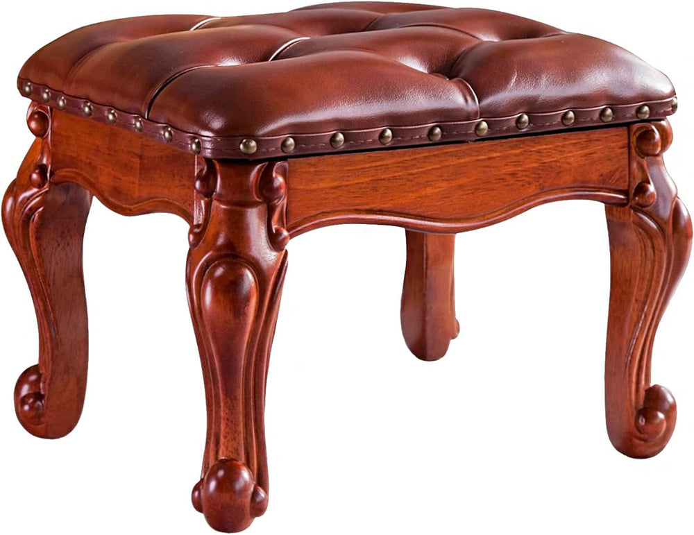 Foot Stool Ottoman Foot Rest Microfiber Leather Upholstered Foot Stool for Li...