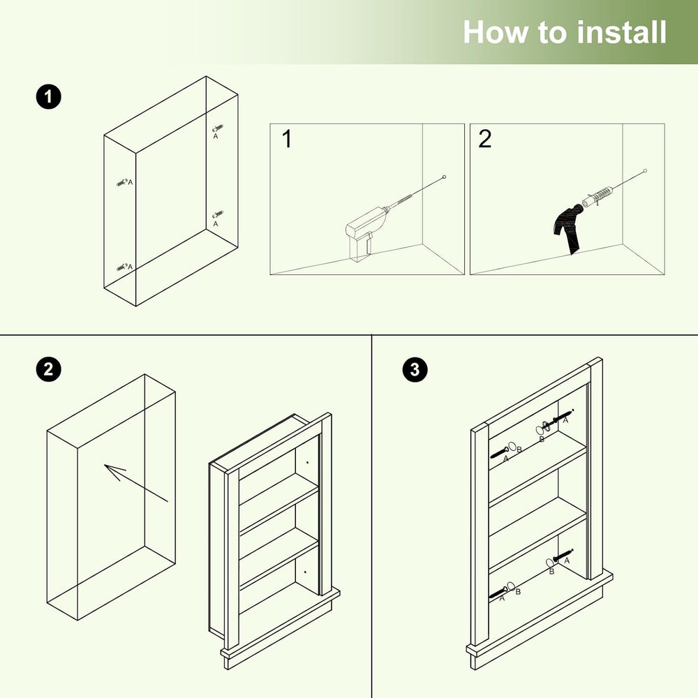 Recessed Medicine Cabinet for Bathroom,3-Tier Bathroom Wall Niche