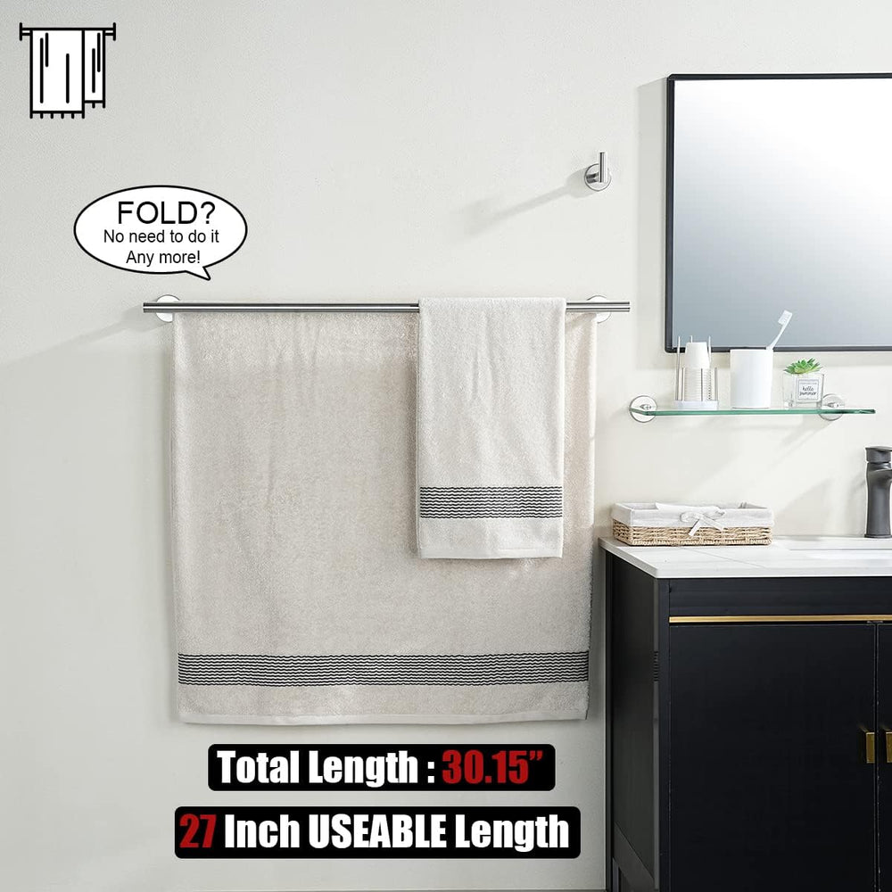 JQK Double Bath Towel Bar, 30 Inch 304 Stainless Steel Thicken 0.8mm Towel Ra...