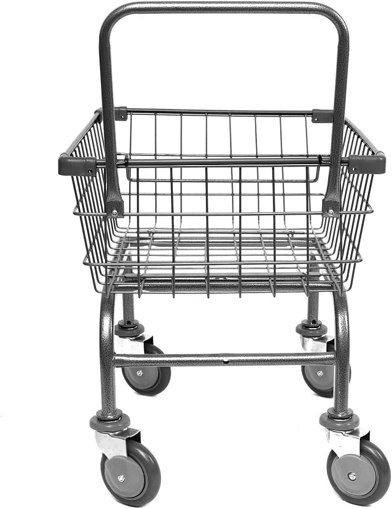 Heavy Duty Uhandle Laundry Cart with 5" Wheel (Charcoal Grey) Ruber Grip.