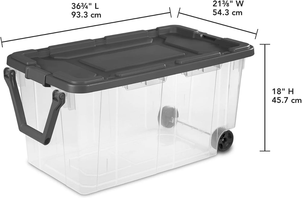 2-Pack, Extra-Large 160 Quart Wheeled Rugged Storage Bin, Durable Clear Stora...