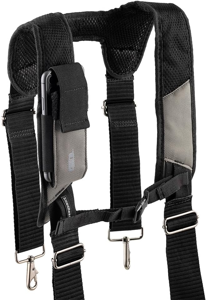 Bucket Boss Mullet Buster 3 Bag Tool Belt with Suspenders in Grey, 55135, Bla...