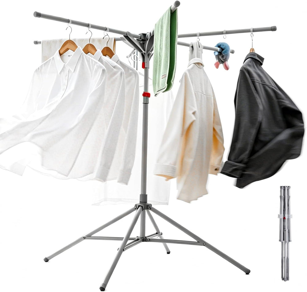 Adjustable Collapsible Umbrella Style Clothes Drying Rack, 4Legs6Telescopic A...
