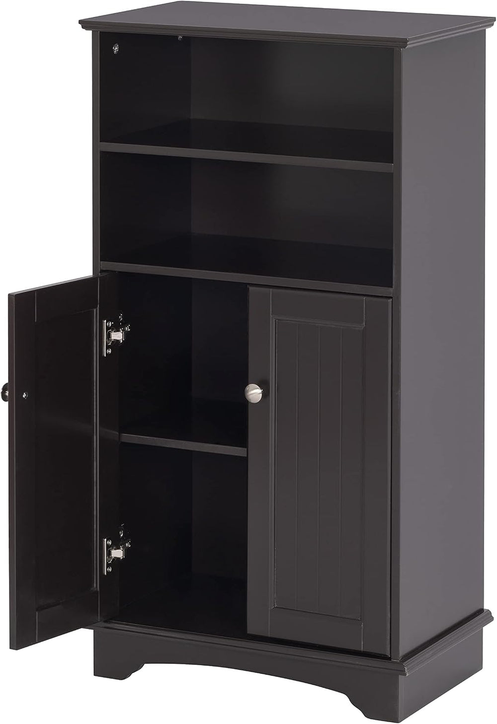 Spirich Small Bathroom Storage Cabinet with Doors & Open Shelves, Espresso