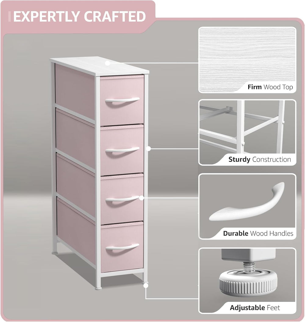 Sorbus 4-Drawer Narrow Dresser for Bedroom (Pink)