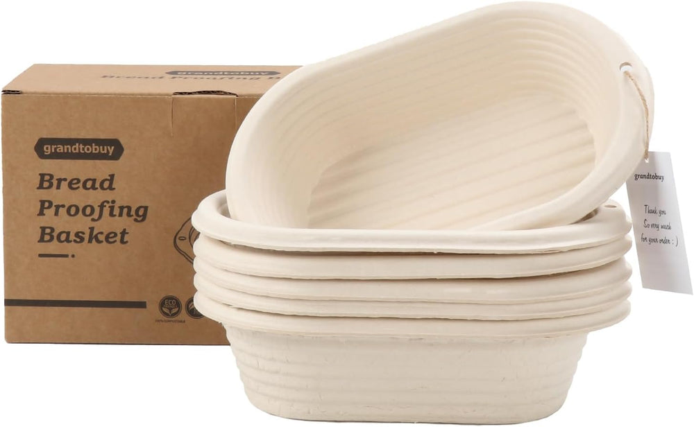 10" Oval Pulp Bread Proofing Basket 6-Pack + 30 Liners Sourdough Banneton