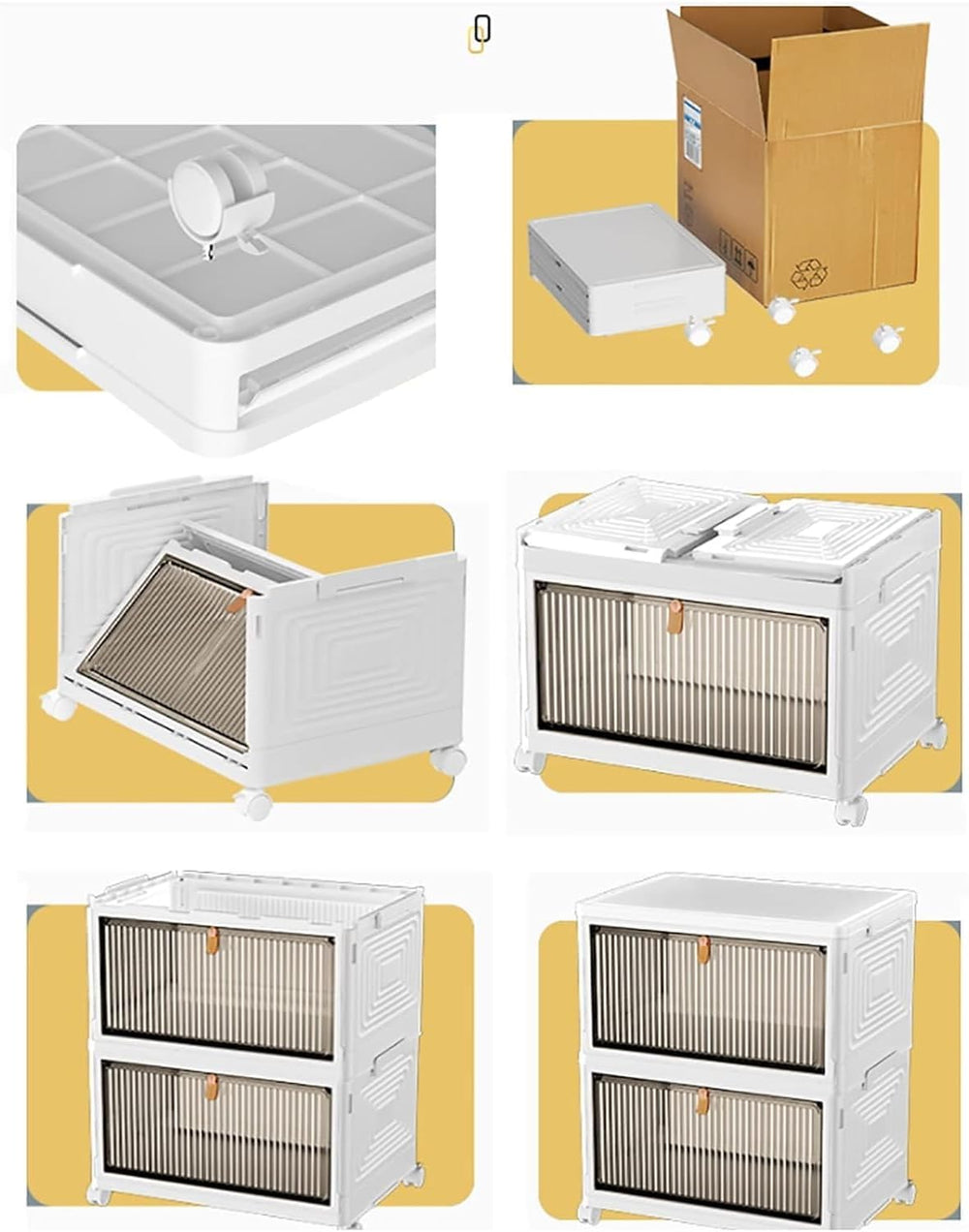 HYGRAD BUILT TO SURVIVE Foldable White Plastic Shoe Box Stackable Storage Cab...