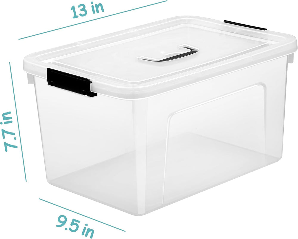 Clear Storage Latch Box 12 Quart, Plastic Organizing Box/Bin with Lid and Bla...