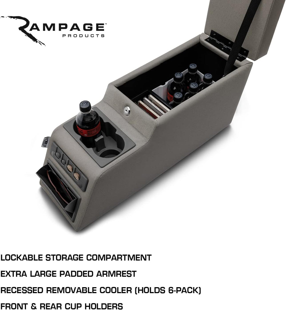 RAMPAGE PRODUCTS Locking Center Console for Jeep CJ/Wrangler YJ | Grey Denim ...
