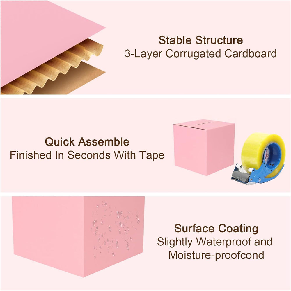 30 Pack 11x6x6 Shipping Boxes Medium, Pink Cardboard Boxes for Packaging Smal...
