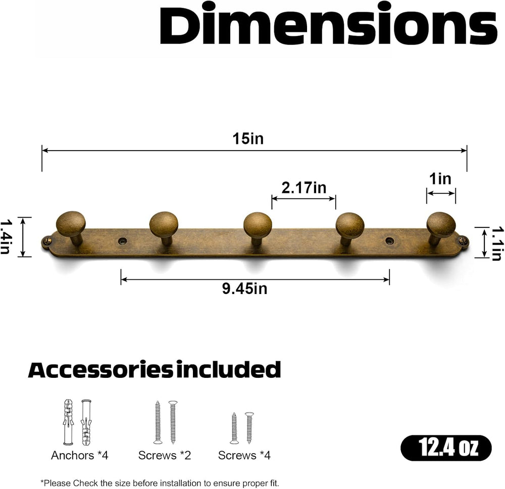 Goo-Ki Antique Brass Coat Rack Wall Mount, Heavy Duty Zinc Wall Mounted Coat ...