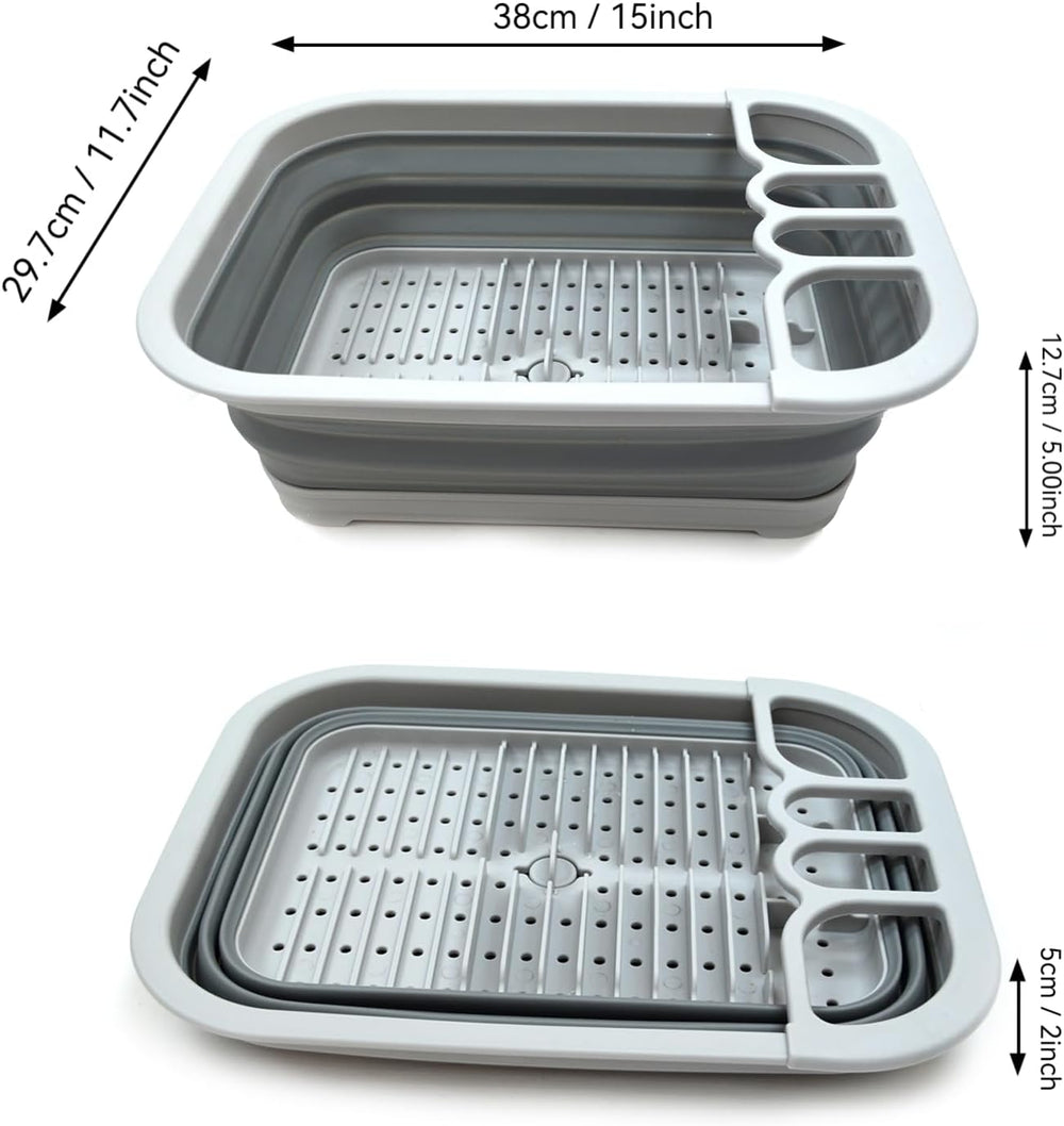 SAMMART Set of 2 Collapsible Dish Drainer with Drainer Board - Foldable Dryin...