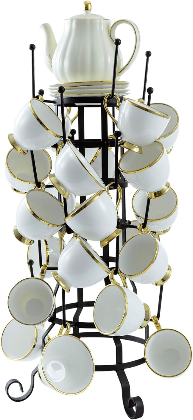 MyGift 24 Hook Rustic Mug Tree Holder for Coffee Cups & Glasses Rack