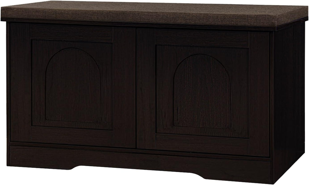 DINZI LVJ Shoe Storage Bench with Cushion, Door, Espresso 31.5" LX17.7 H