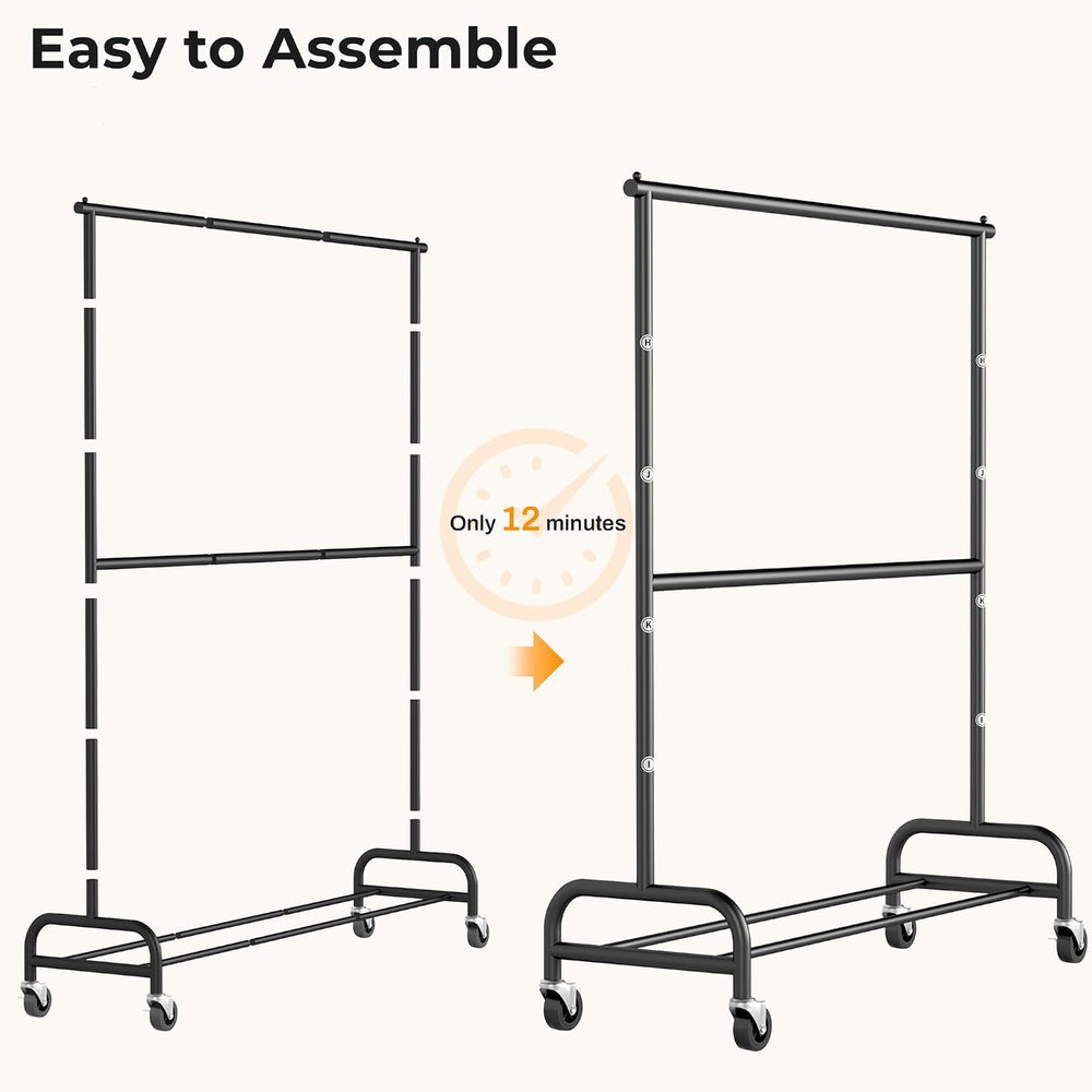 MISSLO Heavy Duty Clothes Rack for Hanging Clothes Rolling Clothing Rack Heav...