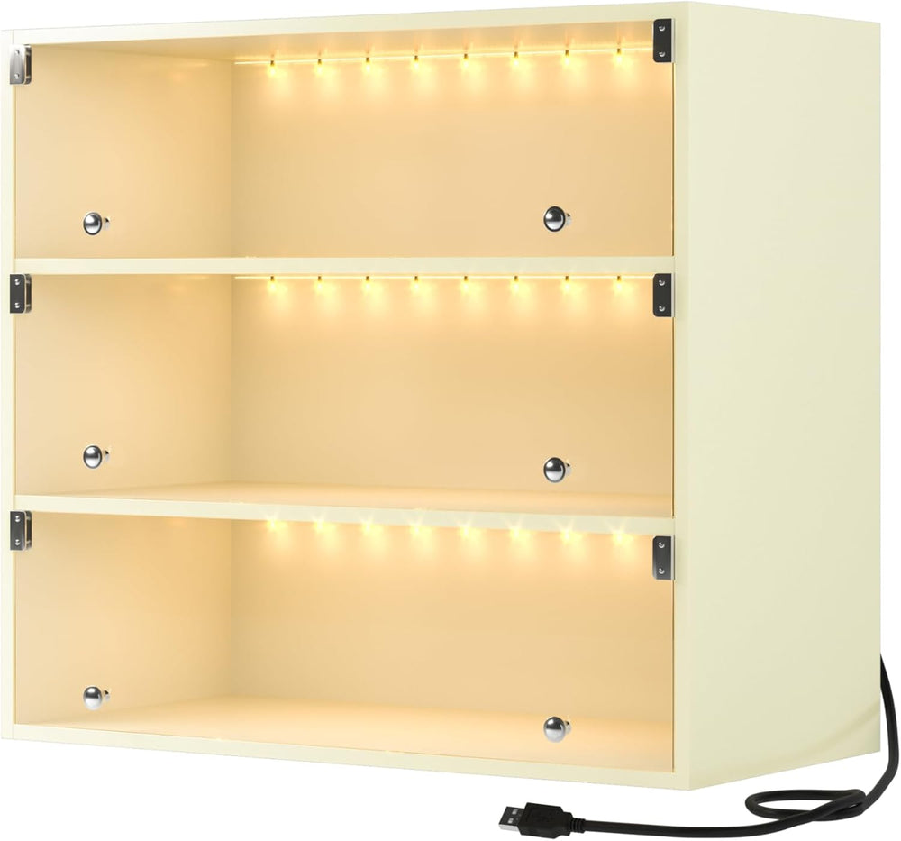HomVent Shoe Box with RGB LED Light, Wooden Stackable Shoe Storage Box with G...