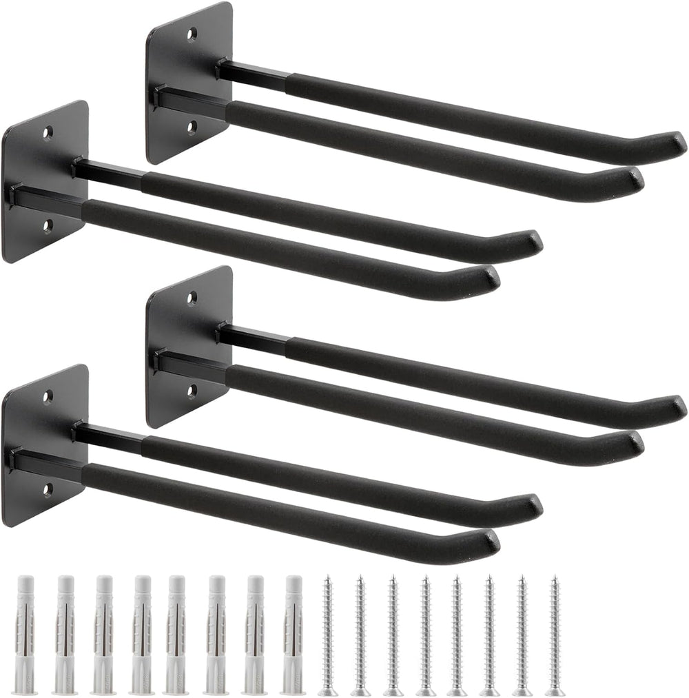 Sinoer 4 Pack Steel Wall Mount Double Garage Storage Hooks