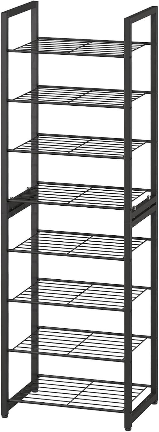 Stackable Shoe Rack, 8-Tier Metal Organizer Holds up to 16 Pairs, Tall Narrow...