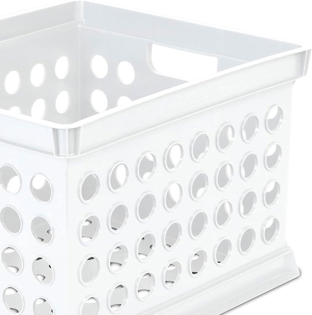 Sterilite Storage Crate Bin File Organizer for Home & Office, White, 6-Pack